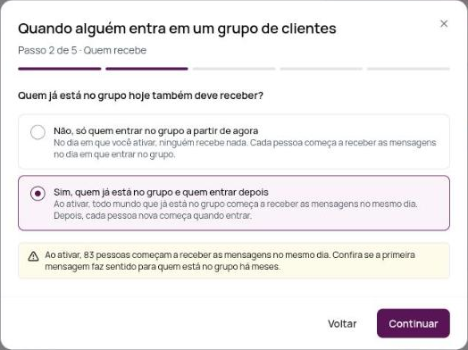 Passo 2: quem já está no grupo também recebe