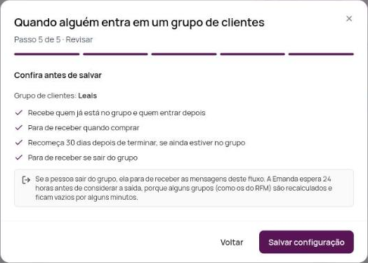Passo 5: resumo antes de salvar